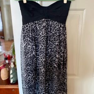 Diane Von Furstenberg Strapless Empire-Waist Leopard Dress Size 10 Y2K Style!